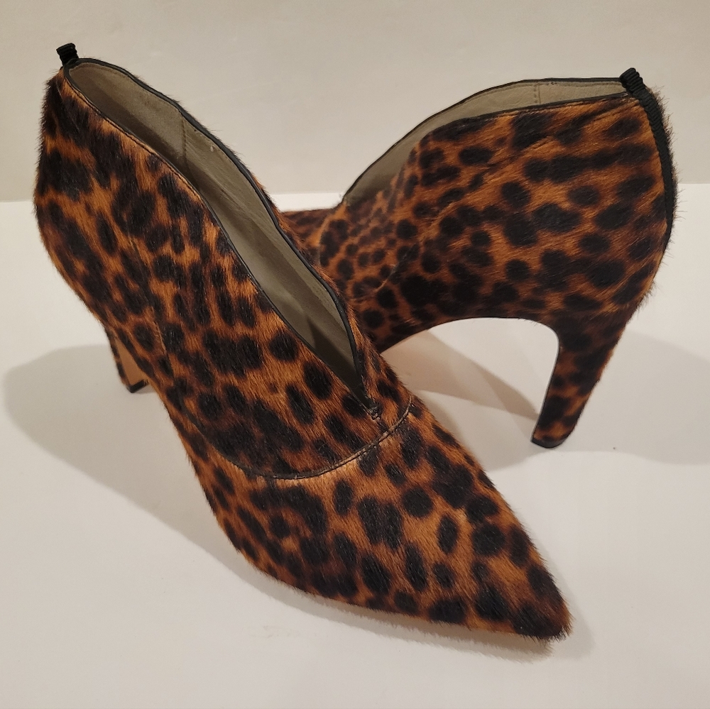 Boden leather leopard heeled bootie